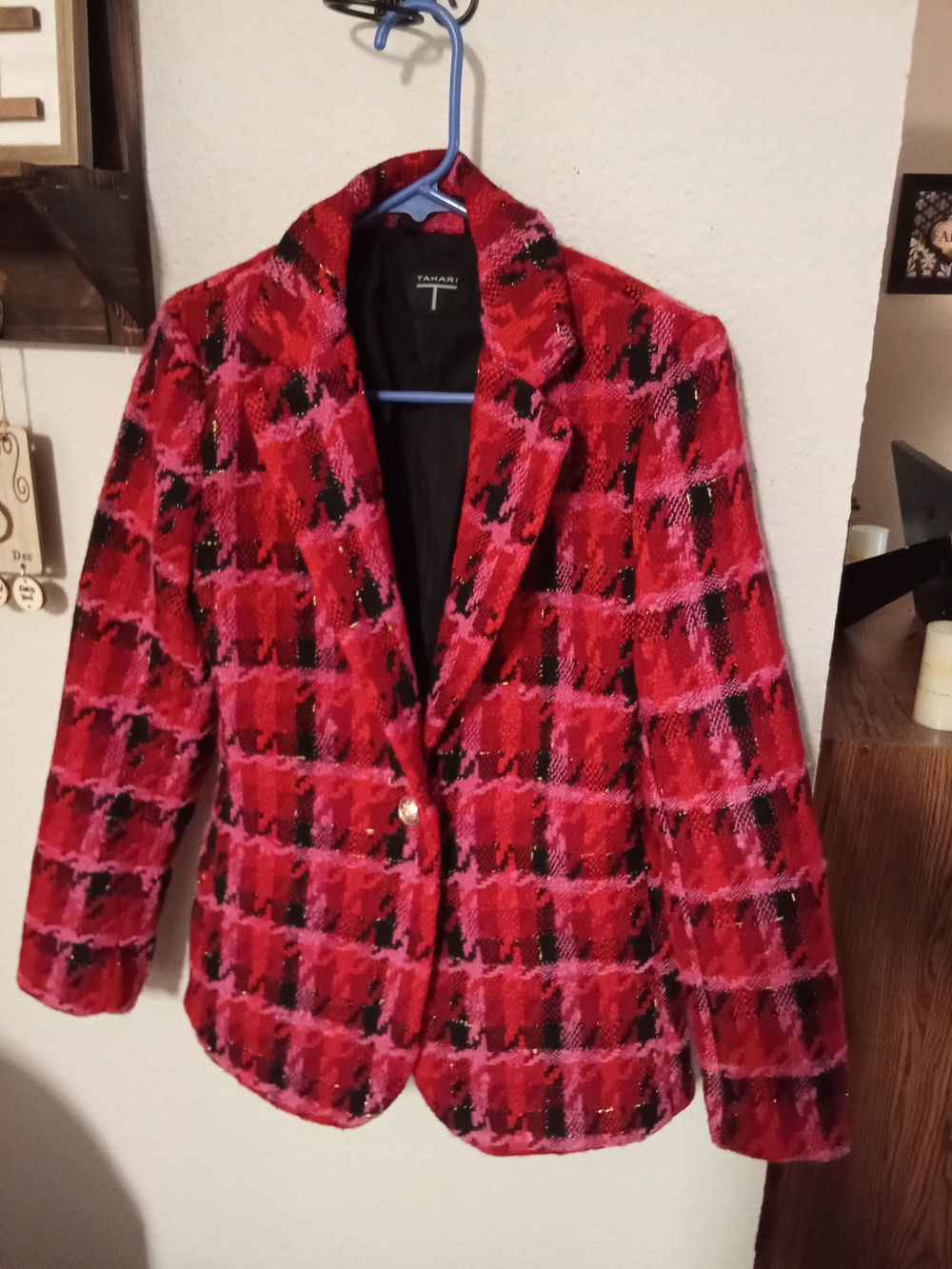 Tahari Pink & Red Blazer Size Medium